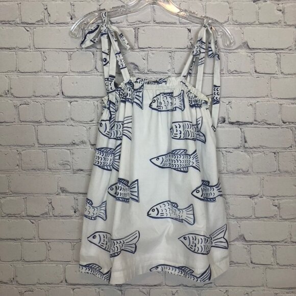 Brooke Wright Tops - Brooke Wright White Tank Fish Print